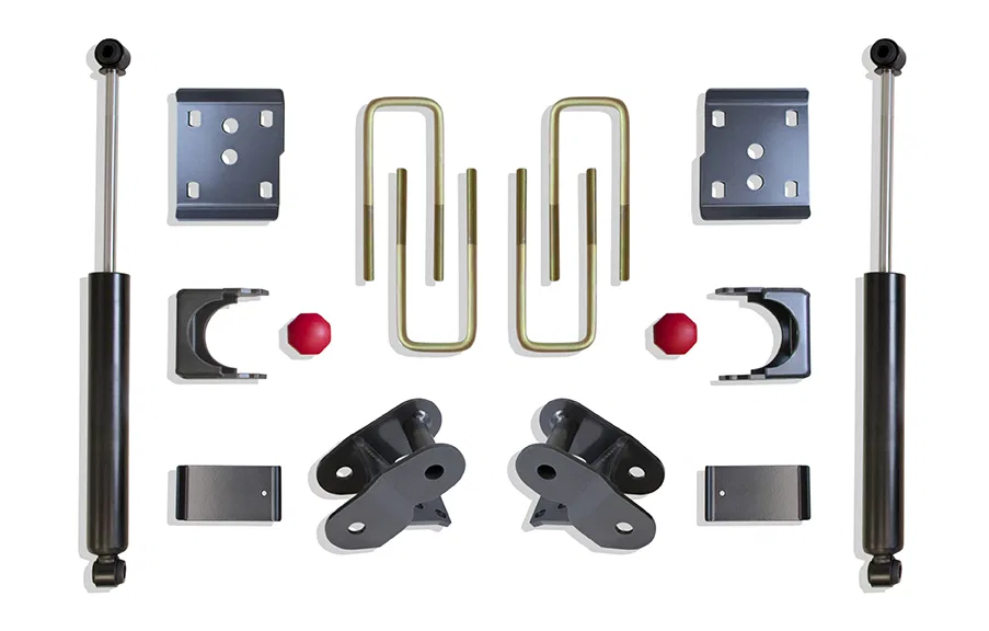 203240 – MAXTRAC Leaf Spring Over Axle Conversion Kit, 4 Inch Drop With Spring Hanger/ Spring Plate/ Axle Brackets/ I...